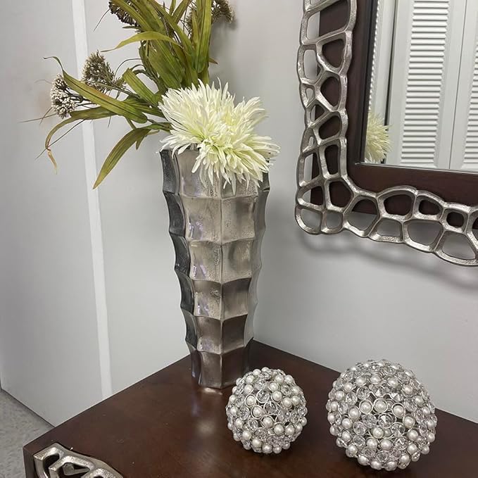 Modern Day Accents 3979 Facetas Perla Gold 5" Cristal & Pearl Spheres - Set of 2, Home Decor, Coffee Table Decor, Decorative Balls, Gem Sphere Ball, Modern Home Decor, Bowl fillers, Gemstone