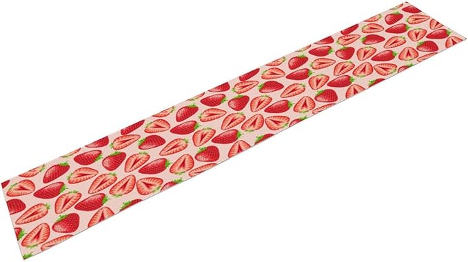 Strawberry Table Runner, Spring Summer Fruit Birthday Party Decorations Dining Room Home Kitchen Table Decor 13 x 70In