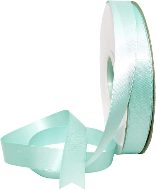 Morex Ribbon Double Face Satin Ribbon 3/8" X 50 YD Aqua Ribbon for Gift Wrapping, Birthday Gift Cards, Satin Dress for Women, Silk Ribbons for Crafts, Wedding Gifts for Couple