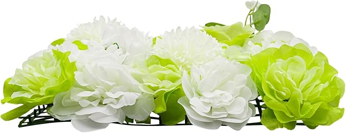 15"x 15" Artificial Flower Wall Panels,Flower Wall Mat Silk Flower Panels for Outdoor Garden Backyard Fence Fence Privacy Screen and Indoor Wall Decor(6Pcs Green+White)