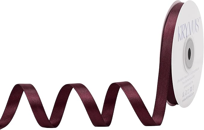 Burgundy Satin Ribbon, Double Faced 3/8 Inch X 25 Yards, Premium Polyester Satin Ribbon for Gift Wrapping, Crafts, Wedding Party Decor