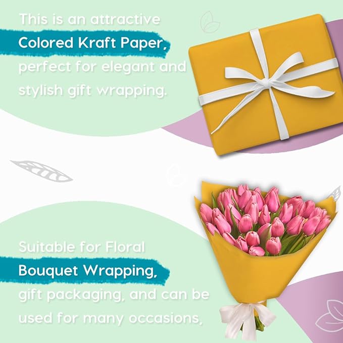PerkHomy Orange Kraft Paper Roll 17.5" x 960" (80') for Gift Wrapping Bouquet Flower Art Painting Craft Writing Packaging Shipping 80GSM 55LB (Orange, 17.5" x 80')