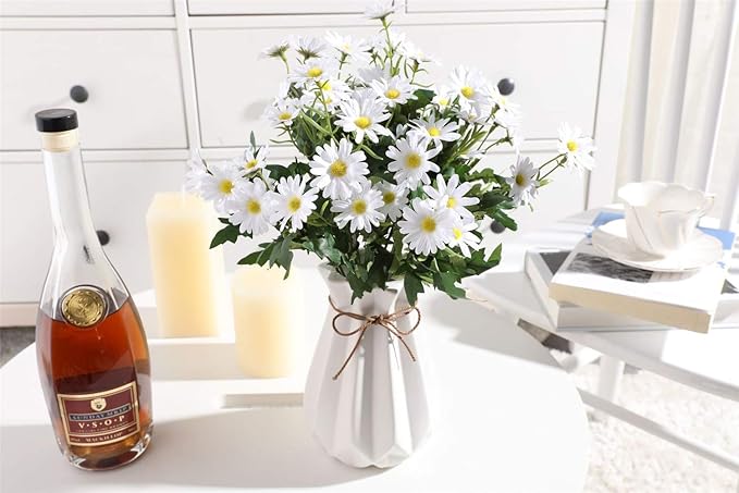 4 PCS Artificial Silk Daisy Flower Bouquet for Home Table Centerpieces Arrangement Decoration, White