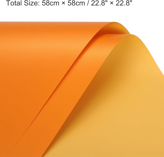 MECCANIXITY 10 Pcs Double Sided Color Flower Wrapping Paper Yellow 22.8"x22.8" Waterproof for Florist Bouquet Supplies, DIY Crafts, Gift Box Packaging