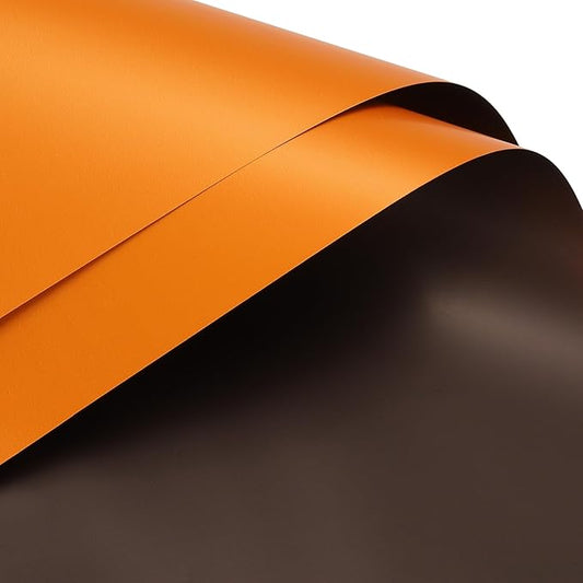 MECCANIXITY 20 Pcs Double Sided Color Flower Wrapping Paper Orange+Brown 22.8"x22.8" Waterproof for Florist Bouquet Supplies, DIY Crafts, Gift Box Packaging