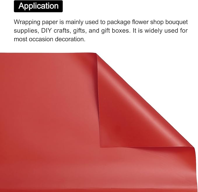 MECCANIXITY Pearlescent Film Flower Wrapping Paper 22.8x22.8 Inch Waterproof for DIY Crafts, Gift/Gift Box Packaging China Red Pack of 10
