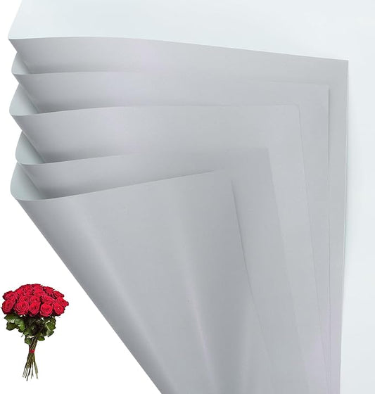 PATIKIL Flower Gift Wrapping Paper, 20 Sheets Double Sided Waterproof Bouquet Paper Wrap Florist Packaging Floral Papers for Wedding DIY Craft Valentine Mother's Day, Grey