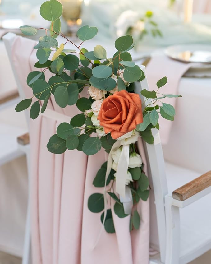 100PCS Burnt Orange Artificial Flowers Realistic Roses, Real Looking Fake Roses with Stem for DIY Wedding Bouquets Centerpieces Bridal Shower Party Home Romantic Decorations (Burnt Orange, 100pcs)