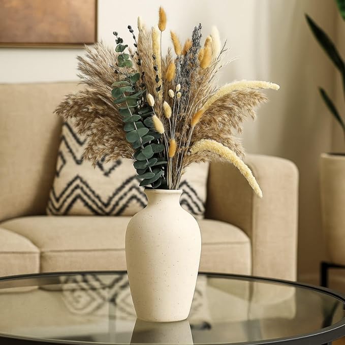 Musunny Dried Flowers Bouquet, 17" Dried Pampas Grass Decor Inc Lavender Eucalyptus DIY Floral Arrangements for Home Office Decoration,Wedding centerpieces