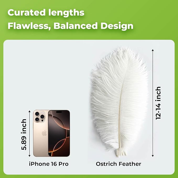 Piokio 20 pcs Natural White Ostrich Feathers 12-14 inch(30-35 cm) Bulk for Wedding Party Centerpieces and DIY Clothes Decoration, Gatsby Decorations