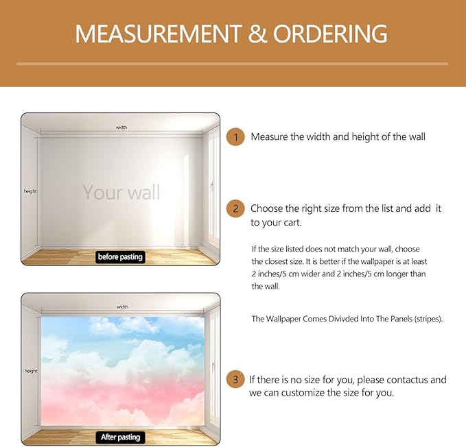 Cloud Wallpaper Mural for Girls' Bedrooms Kids Rooms Nursery（Not Peel and Stick）