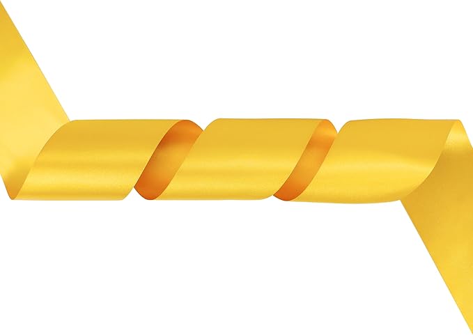 MEEDEE Yellow Satin 3 Inch Ribbon Lux Double Faced Satin Ribbon Wide Fall Autumn Colored Ribbons by 10 Yards Yellow Ribbons for Christmas Tree, Weddings, Flower Bouquet, Wreath Bow Making