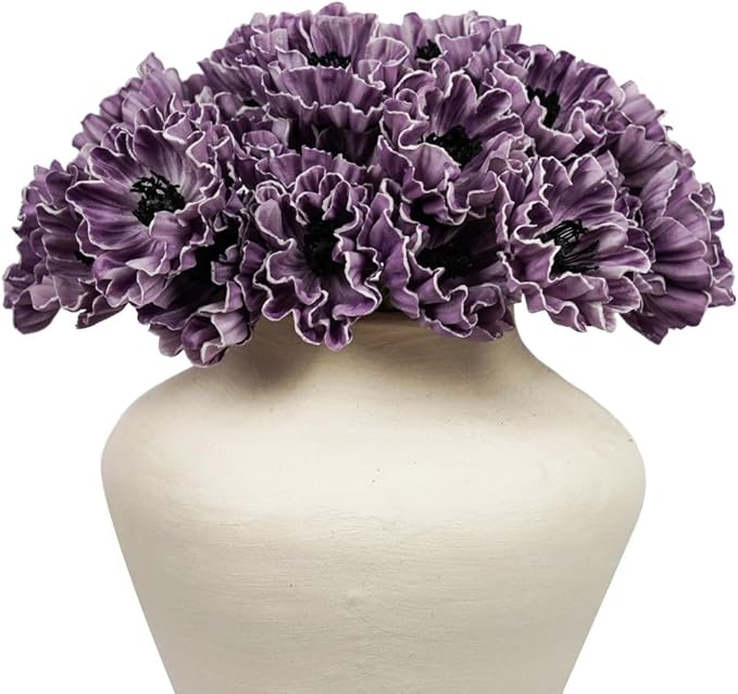 Melorca&Guilla Artificial Flowers,24Pcs 13.5inch White Poppy Fake Flowers,Real Touch Faux Flowers, Spring Décor Fake Silk Flowers for Wedding Kitchen Shop Office Home Décor (24, White Cornpoppy)
