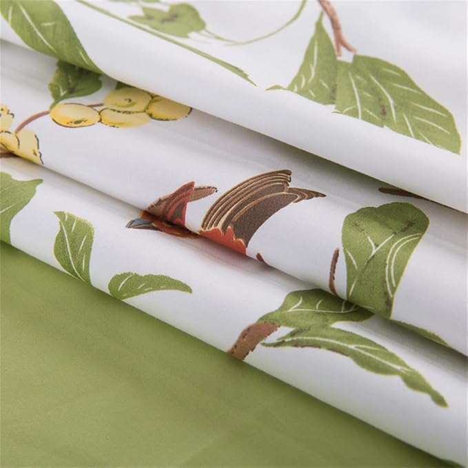 Brandream Duvet Cover King Size 3 Piece Farmhouse Floral Bedding Set Pastoral Style Classy Elegant 100% Egyptian Cotton 1 Duvet Cover with Button Closure and 2 Pillow Shams, Green