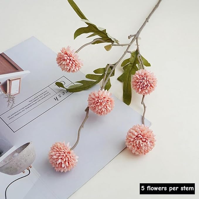 Artificial Flowers for Vases 20.5 Inch 10 Stems，Silk Dried Fake Mums Bouquet Indoor Faux Floral Arrangements for Decoration (Pink)