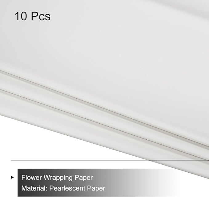 MECCANIXITY Pearlescent Film Flower Wrapping Paper 22.8x22.8 Inch Waterproof for DIY Crafts, Gift/Gift Box Packaging Pure Gray Pack of 10
