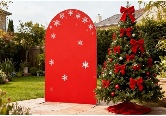 6.6 FT Red Arch Backdrop Cover, Red Christmas Arch Cover, Arch Backdrop Stand Covers for Birthday Wedding Party Decor