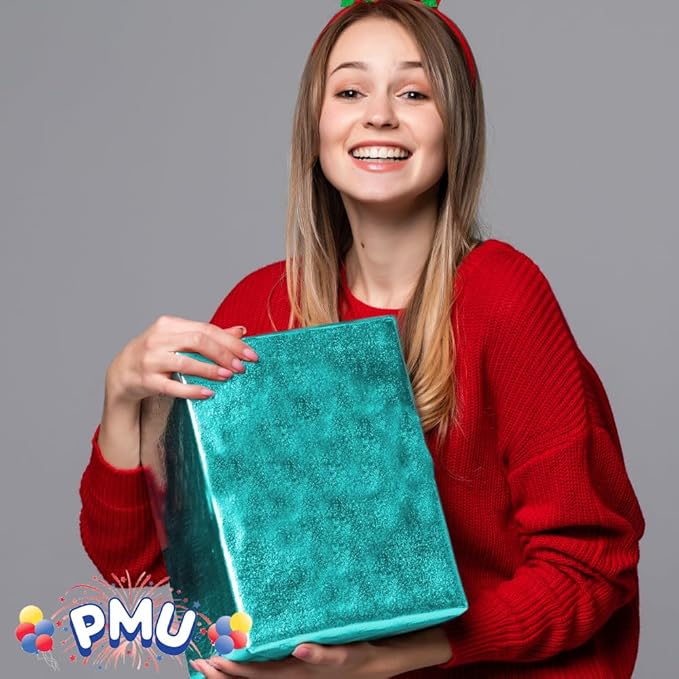 PMU Gift Wrap Mylar Roll Metallic Turquoise 2-sided, 48 Inches X 25 Ft Roll 1.4 Mil Highly Reflective Mylar Film, Great for Gifts, Birthdays, Christmas, Baskets, Arts & Crafts
