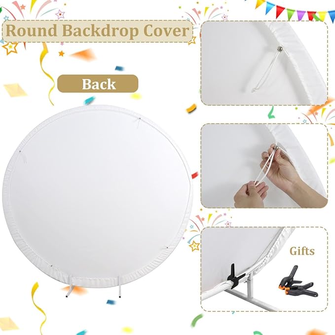 AOFOTO 7x7ft Boho Baby Shower Round Backdrop Cover Bohemian Chic Pink Arch Cover with Flowers Hello Baby Theme Photography Background Newborn Birthday Party Decorations Banner Photo Booth Props