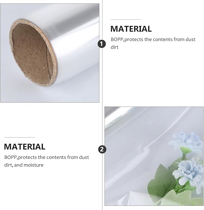 VALICLUD Clear Cellophane Wrap Roll Thick Transparent Flower Wrapping for Bouquets Baskets Packaging Arts and Crafts Supplies