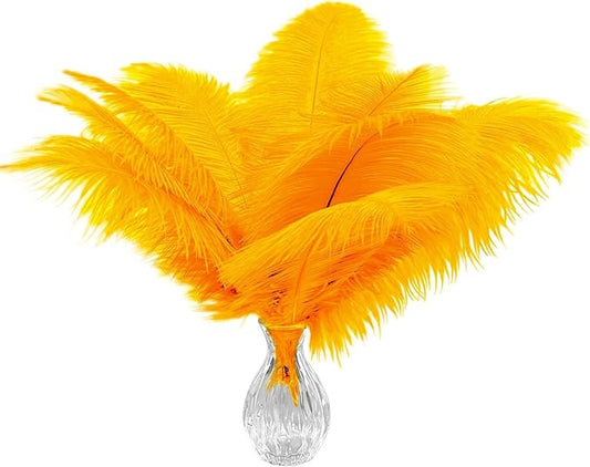 Piokio 20pcs Natural Gold Ostrich Feathers 10-12 inch (25-30cm) Bulk Feathers for Home Decoration and DIY Clothing and DIY Clothes Decoration, Gatsby Decorations