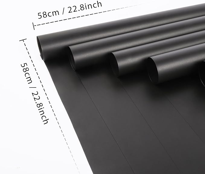 NESCCI 20 Sheet Flower Wrapping Paper - Waterproof Floral Bouquet Wrapping Paper, Florist Supplies Packaging Paper for Wedding Birthday Gift DIY (Black)