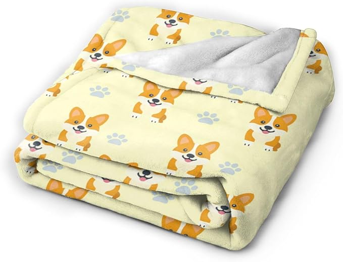 Corgi Blanket Cute Corgi Dog Throw Blanket Puppy Soft Cozy Fleece Fuzzy Stuffed Plush Flannel Gifts for Girls Women Boys Kids Adults 40''x50''