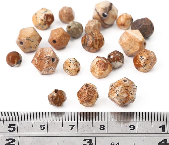 Faceted Natural Brown Picture Jasper Stone Round Beads 10mm 36cm/Strand for Jewelry Making