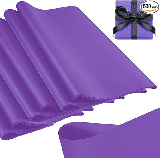 Qilery 500 Sheets Purple Tissue Paper Bulk for Gift Bags 15 x 20 Inch Acid Free Packaging Wrapping Decoupage Paper Sheets for Christmas Winter Decor DIY Crafts, Parade Float, Bouquet, Wedding
