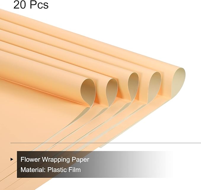 MECCANIXITY 20 Pcs Double Sided Color Flower Wrapping Paper Melon+Cool Brown 22.8"x22.8" Waterproof for Florist Bouquet Supplies, DIY Crafts, Gift Box Packaging