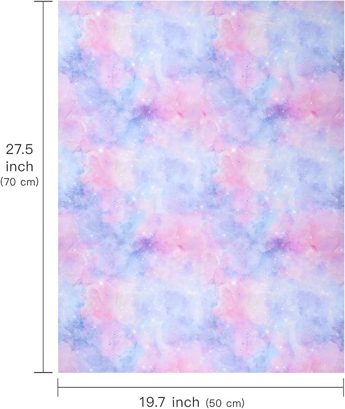 WRAPAHOLIC Wrapping Paper Sheet - 12 Sheets Folded Flat with 12 Gift Tags, Pink-Blue Gradient Design for Party, Baby Showers - 19.7 Inch X 27.5 Inch Per Sheet