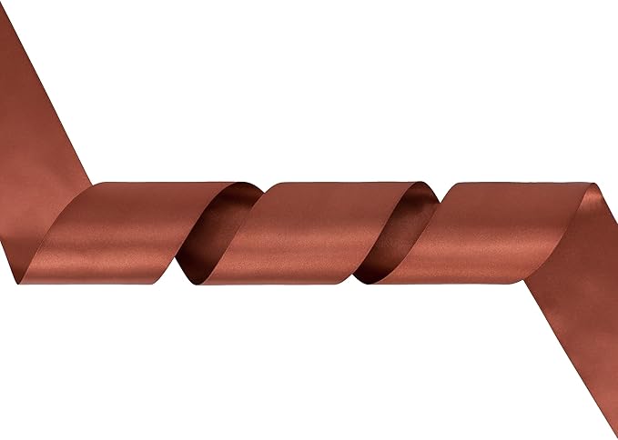 MEEDEE Rust Satin 3 Inch Ribbon Lux Double Faced Satin Ribbon Wide Fall Autumn Colored Ribbons by 10 Yards Rust Ribbons for Christmas Tree, Weddings, Flower Bouquet, Wreath Bow Making