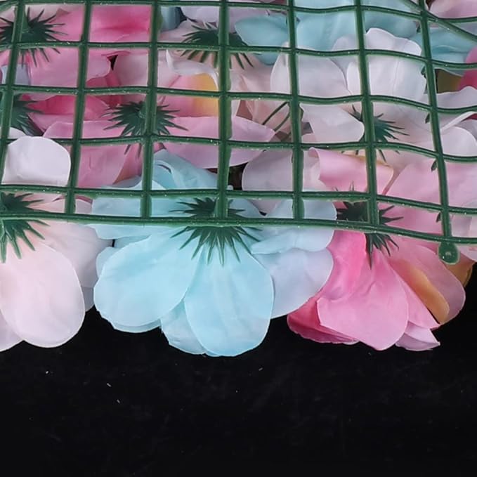 12PCS Flower Wall Panels, 3D Silk Floral Wall Backdrop, Realistic Blue Pink Eucalyptus and Dahlias Flower Backplanes, Roll Up Fake Flower Background for Valentines Wedding Party Home Decoration