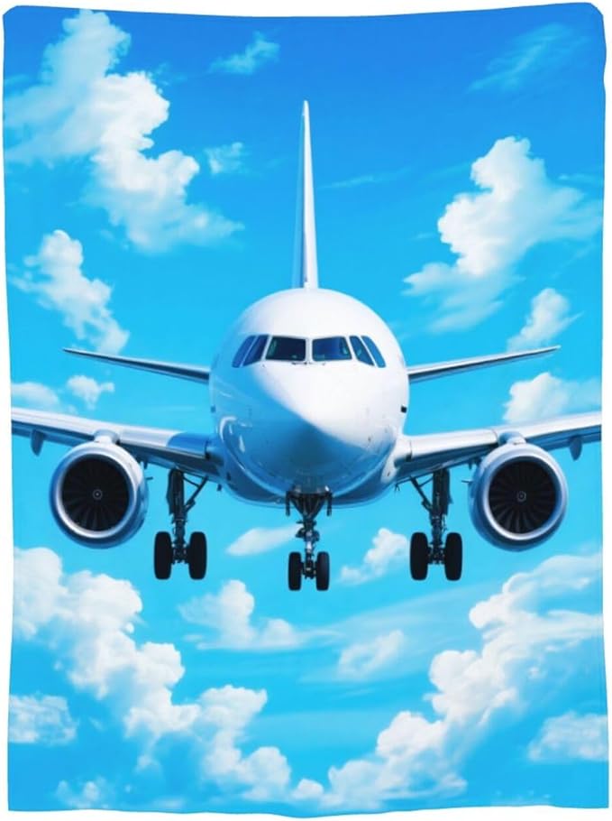 Airplane Blanket for Boys Pilot Plane Throw Blanket Aircraft Soft Cozy Fleece Fuzzy Stuffed Plush Flannel Gifts for Girls Women Kids Adults 50''x60''