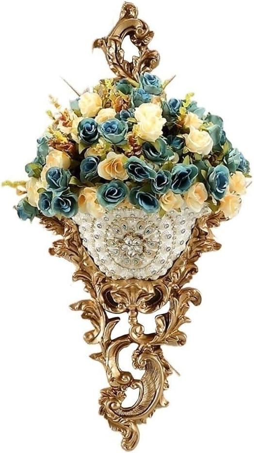 European-Style Resin Wall Mount Vases with Artificial Flowers Arrangements Bouquets for Living Dining Room Table Centerpiece Bedroom Office Hotel Home Decoration Tall Decorative Face Flower Vase(B)