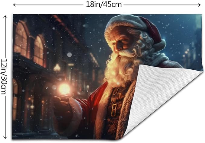 PVC Placemats Set of 1 Wipeable Table Mats Washable Heat Resistant Non Slip Vinyl Dining Table Mat for Kitchen Indoor Outdoor Patio Farmhouse Place Mats Vintage Christmas Santa Claus Decorative