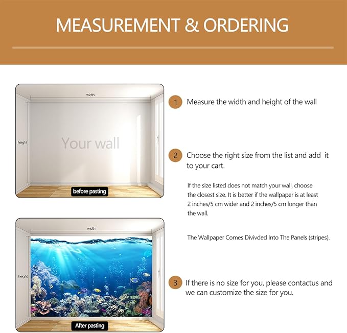 Kids Ocean Wallpaper Underwater Creatures Coral Reef Wall Mural for Children's Room Nursery（Not Peel and Stick）