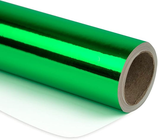 RUSPEPA Green Metallic Wrapping Paper - Solid Color Paper Perfect for Wedding, Birthday, Christmas, Baby Shower - 17 Inches X 32.8 Feet