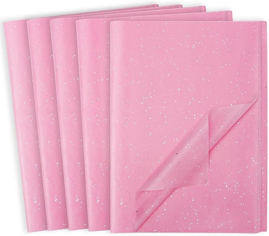 woric 135 Sheets Glitter Pink Tissue Paper 20 x 14 Inch Light Pink Tissue Paper for Gift Bags Wedding Girls Party Baby Shower Birthday Christmas Decor Art DIY Project