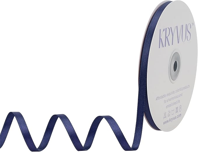 Navy Blue Satin Ribbon, Double Faced 1/4 Inch X 50 Yards Navy Blue Ribbon, Premium Satin Ribbon for Gift Wrapping, Crafts, Hair Bow Making, Sewing, Flower Bouquet, Wedding Party Decor