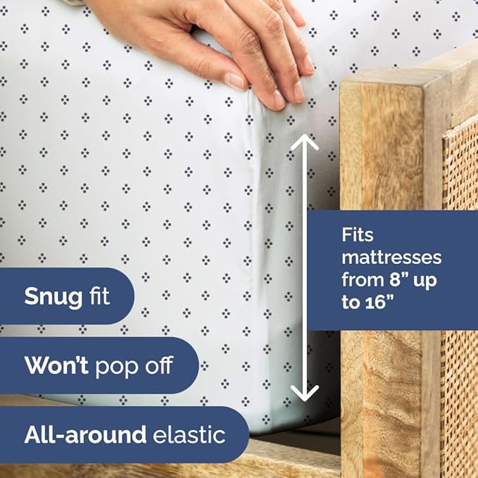 Blue Dot Pattern Sheets - 1 Flat & 1 Fitted Sheet & 2 Pillowcases w/ Deep Pockets - Spot Print Bedding - Wrinkle & Fade Resistant - Soft, Breathable & Cooling - Comfy, Luxury Bedding - King Size