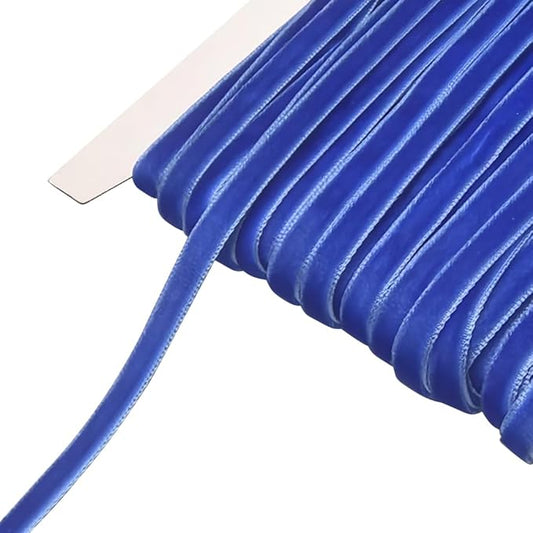 Chenkou Craft Blue 25 Yards 1/4" Velvet Ribbon Lots Bulk (Blue, 1/4"(6mm))