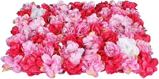 12Pcs 15.75"x 23.62"x0.79" Artificial Flower Wall Panels,Flower Wall Mat Silk Flower Panels for Outdoor Garden Backyard Fence Fence Privacy Screen and Indoor Wall Decor (12Pcs Red Pink)