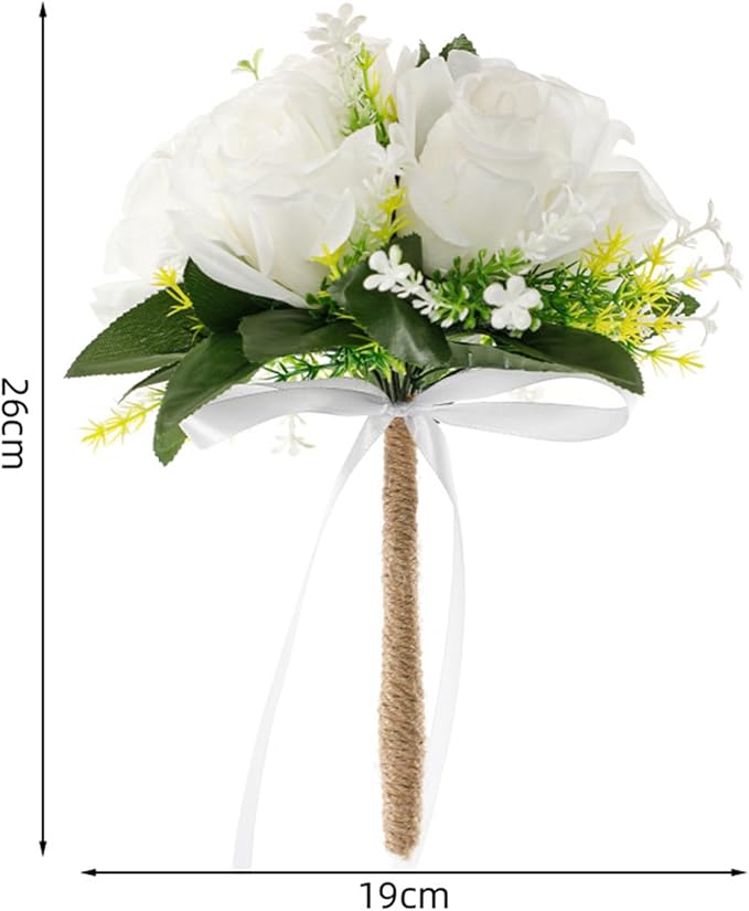 Ochine Bride & Bridesmaid Bouquets - Silk Hand Holding Flower Bouquet for Valentines Day Decor & Wedding Party Supplies