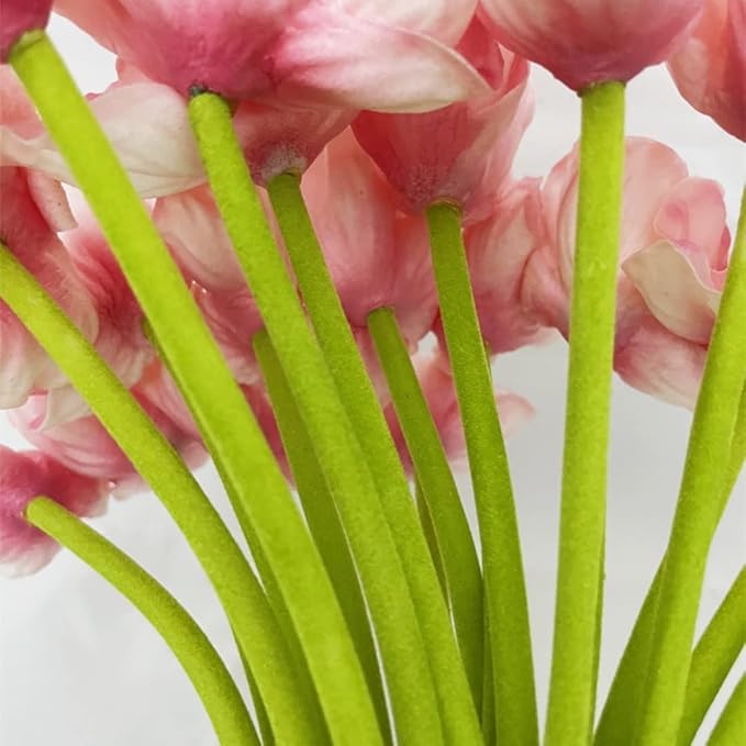 10 PCS High Quaulity Fresh Artificial Mini Real Touch PU/ latex Corn Poppies Decorative Silk fake artificial poppy flowers for Wedding holiday Bridal Bouquet Home Party Decor bridesmaid (Pink)