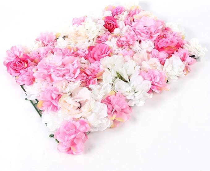 LOYALHEARTDY 8 Pack Artificial Flower Wall Panels 24" x 16" Flower Wall Panel Wall Backdrop Faux Hydrangea and Rose Flower Backdrop Panels for Flower Wall Decor Wedding Party Event Decoration
