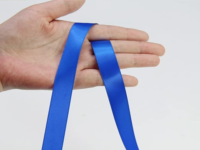Royal Blue Double Faced Satin Ribbon 7/8 Inch - 100 Yards Continuous Gift Wrapping Package Ribbon for Invitations, Flower Bouquets, Weddings, Bows, Hair Decoration, Valentine's Day, and Mother's Day