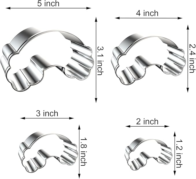 Rainbow Cookie Cutter Set - 5 inch, 4 inch, 3 inch, 2 inch - 4 Piece Rainbow Cookie Cutters Shapes Molds - Stainless Steel