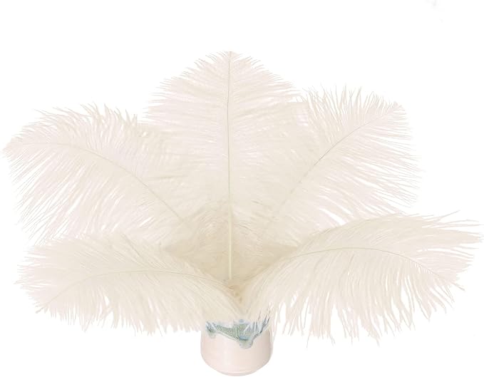 Piokio 20 pcs Natural Champange Ostrich Feathers Plumes 6-8 inch(15-20 cm) Bulk for DIY Clothes, Feather Pens, Dream Catcher, Gatsby Decorations