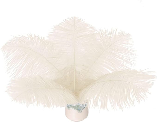 Piokio 20 pcs Natural Champange Ostrich Feathers Plumes 6-8 inch(15-20 cm) Bulk for DIY Clothes, Feather Pens, Dream Catcher, Gatsby Decorations
